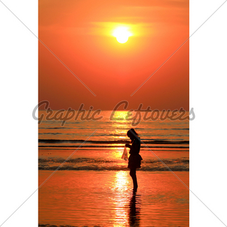 325x325 Silhouette Of Woman On The Beach Gl Stock Images