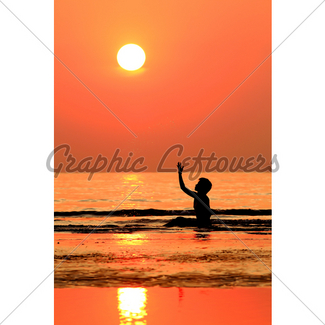 325x325 Silhouette Woman On Tropical Beach Gl Stock Images