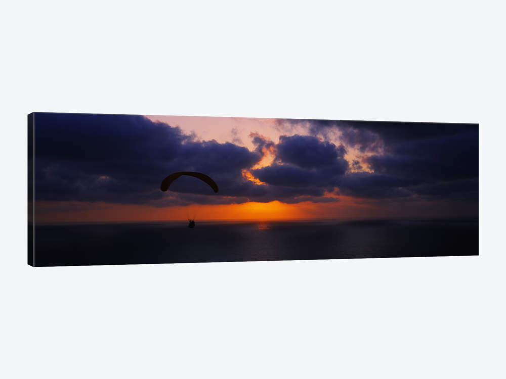 1000x750 Silhouette Of A Person Paragliding Over The Sea, Blacks Beach