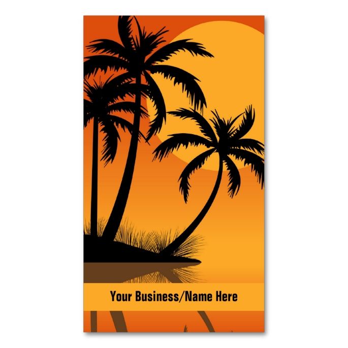 685x685 Sunset Beach Tropical Palm Trees Business Card. This Is A Fully