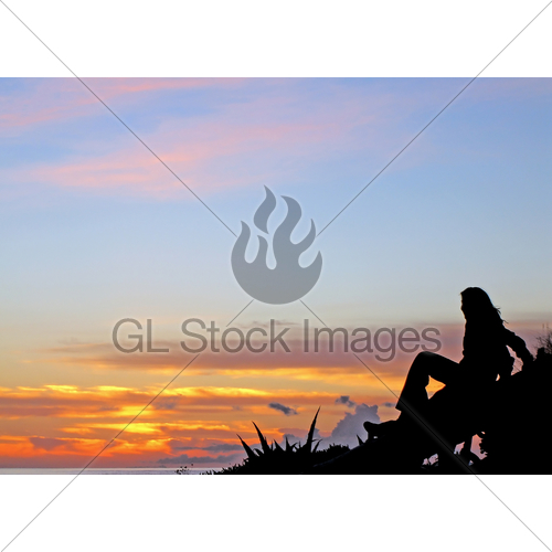 500x500 Young Girl Gazing The Sunset Beach Gl Stock Images