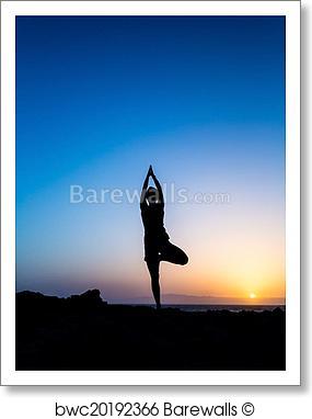 285x382 Art Print Of Woman Doing Yoga Sunset Silhouette Barewalls