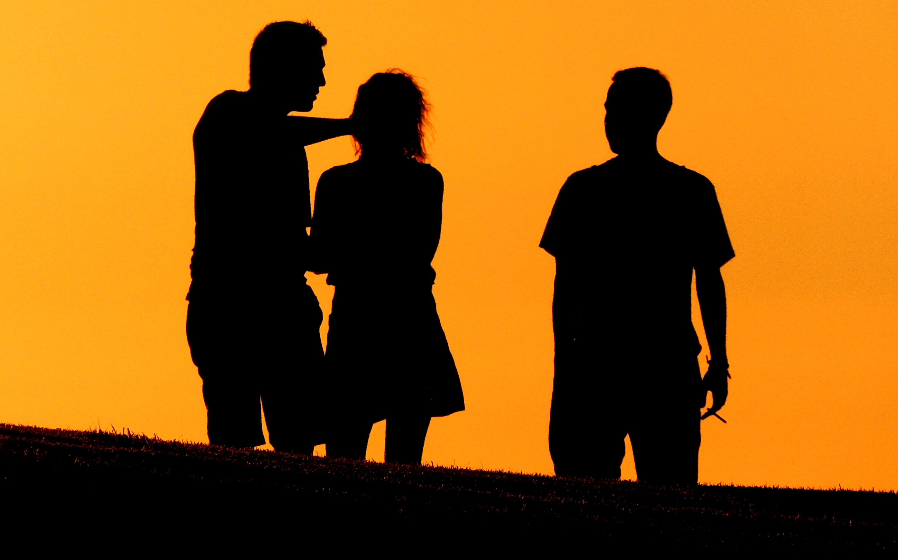 2972x1856 Free Images Silhouette, People, Sunset 2972x1856