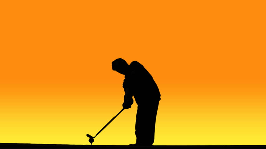 852x480 Silhouette Of Golfer Swinging Club, Hitting Ball, Against Sunset