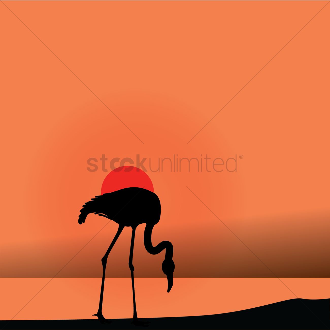 1300x1300 Silhouette Of Flamingo Vector Image