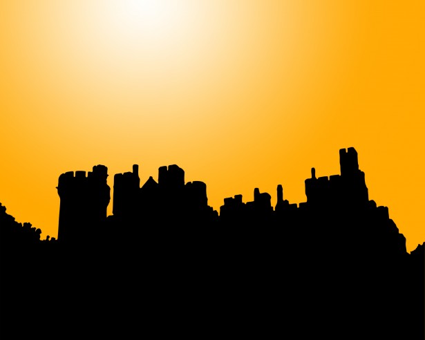 615x492 Castle Silhouette At Sunset Free Stock Photo