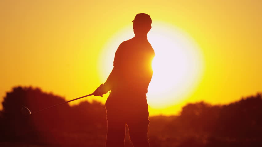 852x480 Caucasian Male Golf Professional Silhouette Holding Driver
