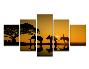 300x233 Framed Canvas Print Wall Painting Art Picture Orange Elephant