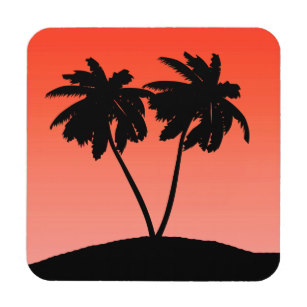 307x307 Palm Tree Silhouette Drink Amp Beverage Coasters