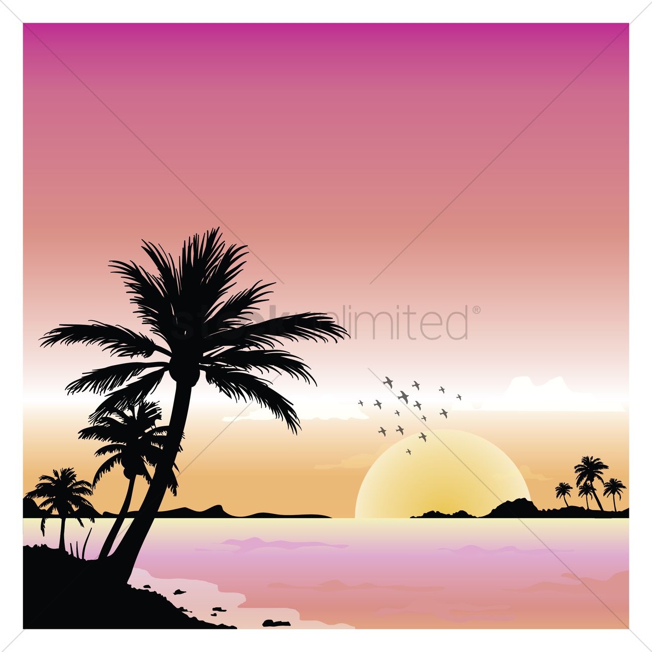 1300x1300 Summer Beach View Vector Image