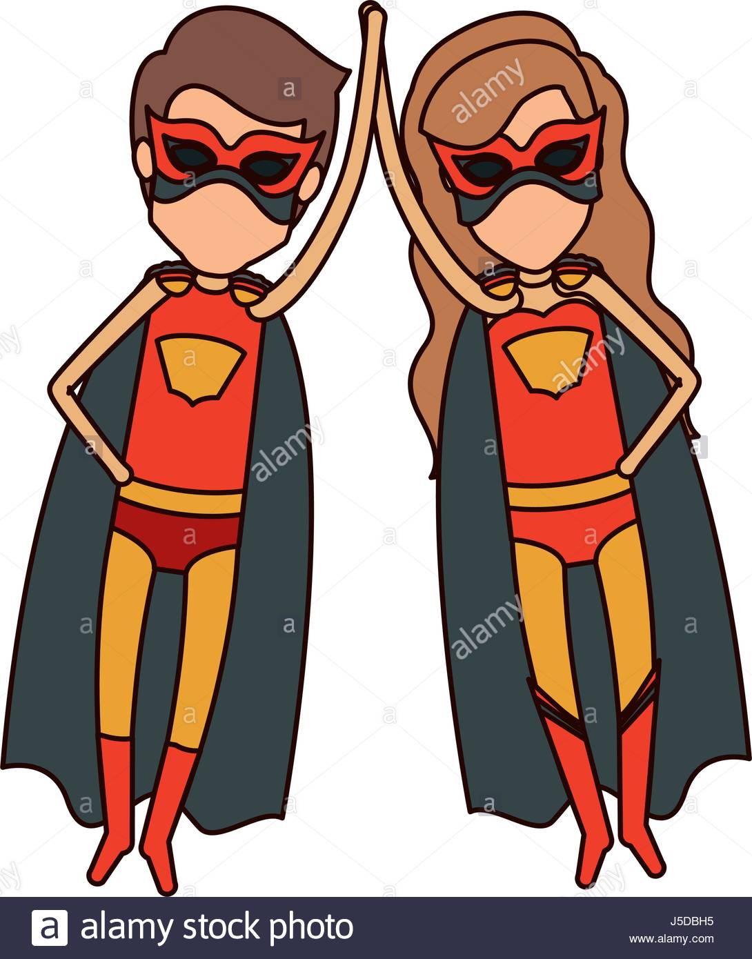 1090x1390 Colorful Silhouette With Faceless Couple Of Superheroes Flying