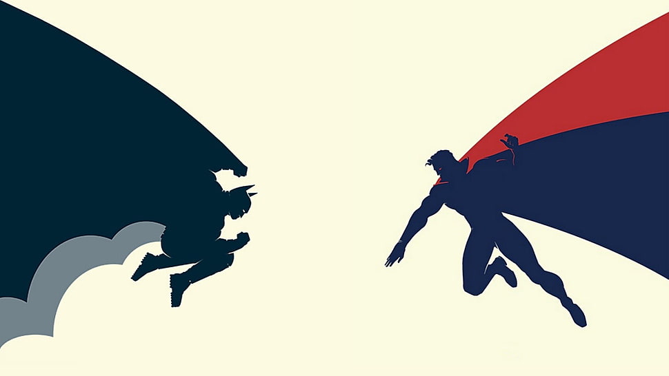 970x546 Silhouette Of Batman And Superman Illustration Hd Wallpaper