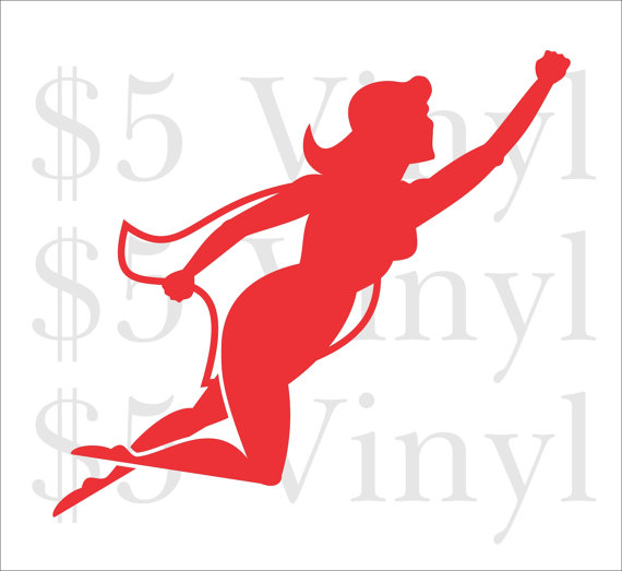 570x523 Super Woman Flying Medium Large Vinyl Car Decal Superman