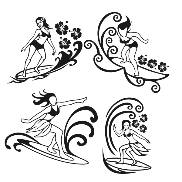 600x600 Surfer Girl Silhouette Cuttable Design