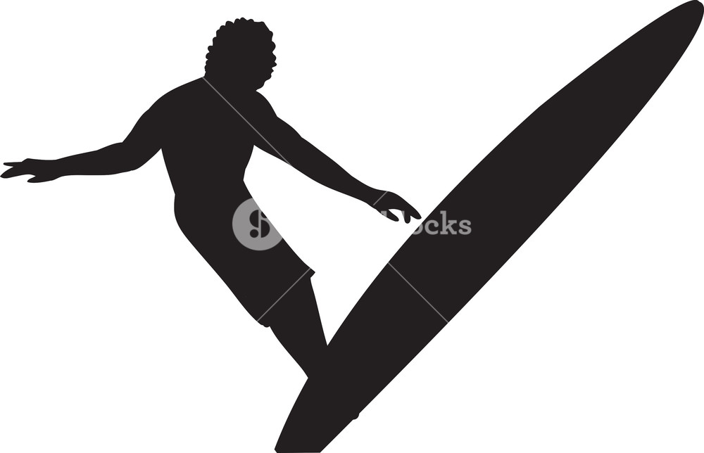 1000x644 Vector Surfer Silhouette Royalty Free Stock Image