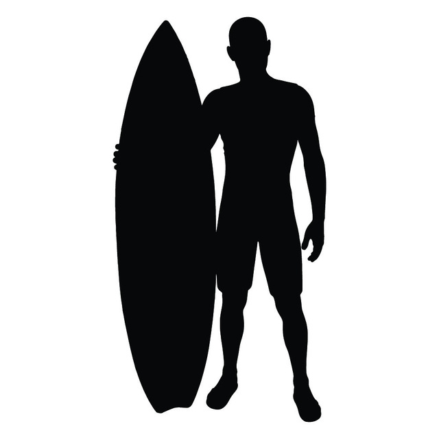 640x640 Surfer And Surfboard Silhouette Surfing Wall Stickers Sports Decor