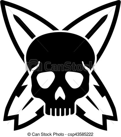 418x470 Skull With Crossed Surfboards Vector Illustration