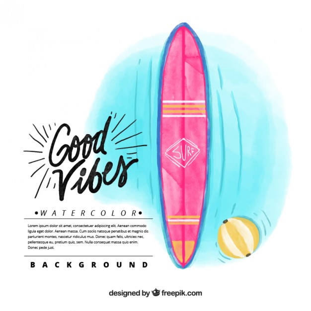 626x626 Watercolor Surfboard Background Vector Free Download