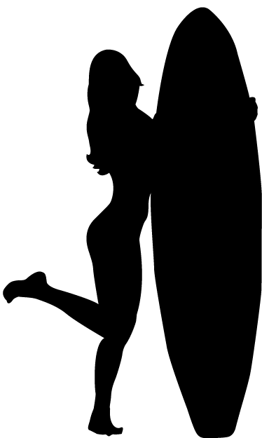 374x625 Silhouette Surfer Girl Sticker