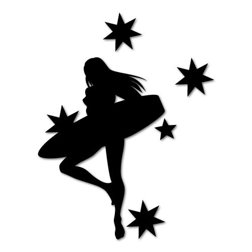 500x500 Surfer Silhouette Southern Cross Girl Van Sticker