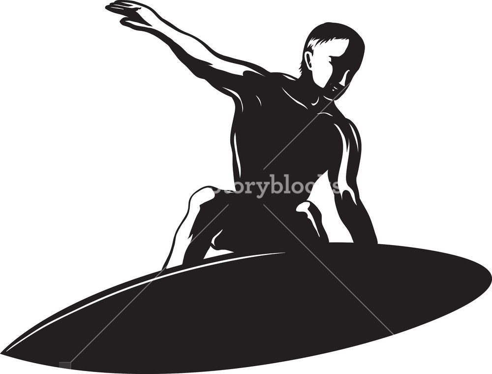 1000x760 Vector Surfer Silhouette Royalty Free Stock Image