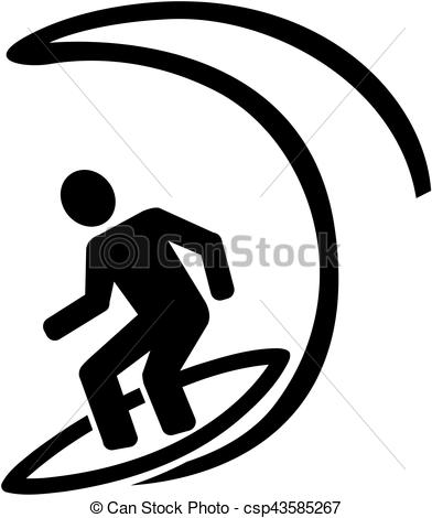 392x470 Surfer Big Wave Pictogram Clip Art Vector