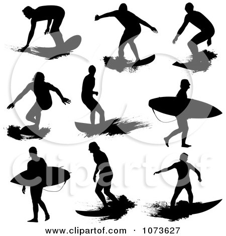 450x470 Clipart Black And White Surfer Dude Silhouette 2