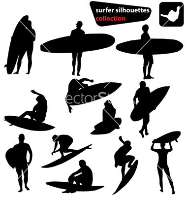 380x400 Surfer Silhouettes Collection Vector 64589