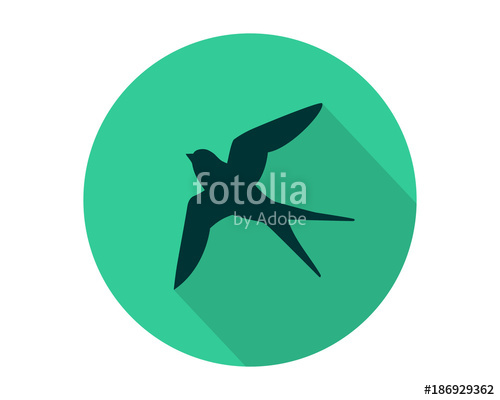 500x400 Swallow Bird Flying Silhouette Green Circle Image Vector Stock