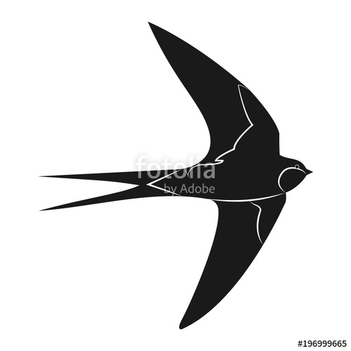 500x500 Swallow Icon Vector Illustration. Silhouette Bird Stock Image