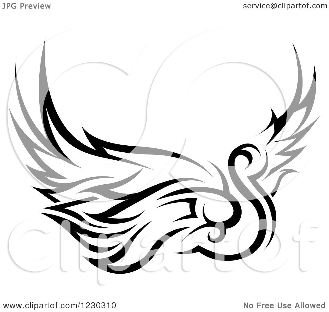 1080x1024 Clipart Of A Black And White Tribal Swan Tattoo Design