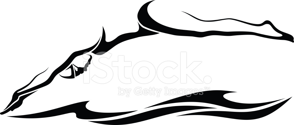 1024x436 Female Swimmer Diving Into Water Stock Vector