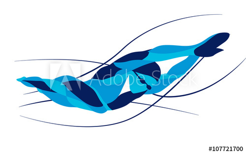 500x313 Trendy Stylized Illustration Movement, Freestyle Swimmer