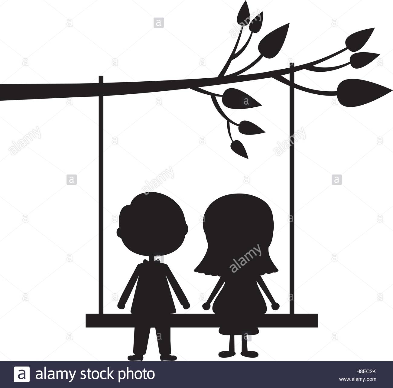 1300x1283 Couple Male And Female Silhouette On Tree Swing Icon Image Vector