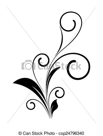 357x470 Artistic Swirl Floral Silhouette. Abstract Decorative Retro Eps