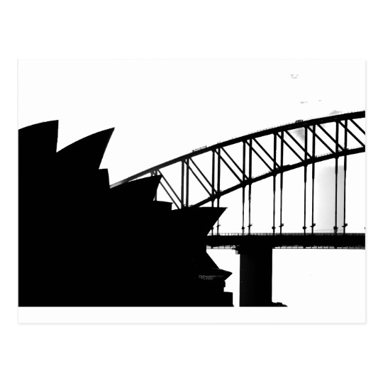 540x540 Sydney Opera House And Harbor Bridge Silhouette Postcard