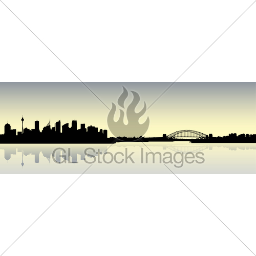 500x500 Sydney Skyline Silhouette Gl Stock Images