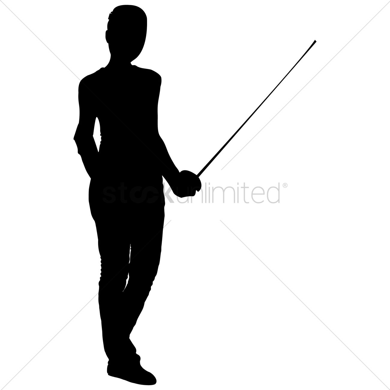 1300x1300 Silhouette Of A Man With Fencing Rapier Vector Image