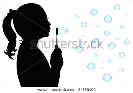 450x315 Kids Blowing Bubbles Silhouette Clipart