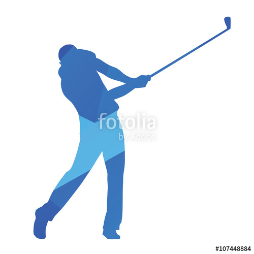 500x500 Golf Player, Golf Swing, Blue Abstract Vector Silhouette Stock