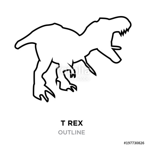 500x500 T Rex Outline On White Background, Vector Illustration Stock