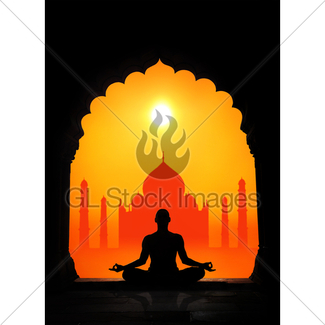 325x325 Yoga Silhouette In Temple Gl Stock Images