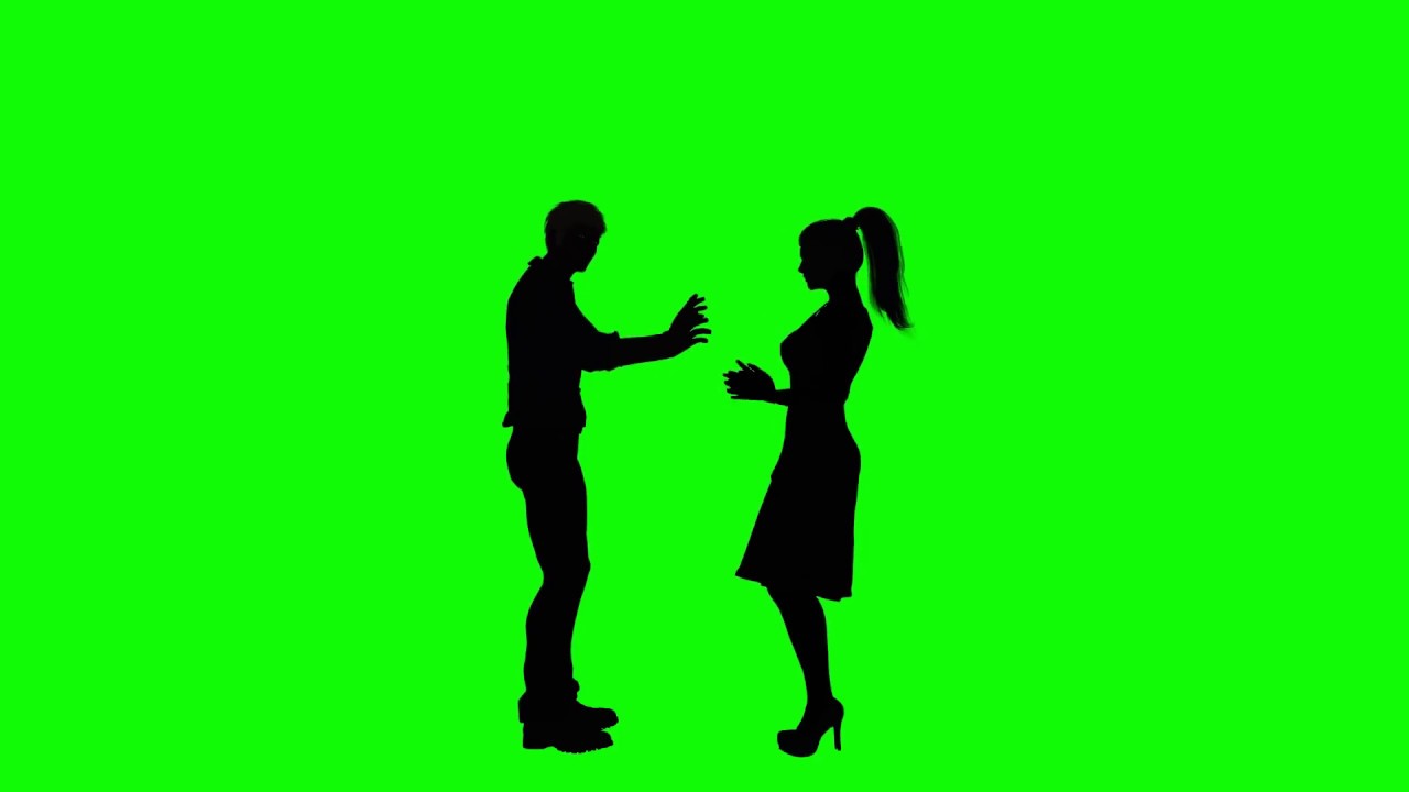 1280x720 Green Screen Man And Woman Arguing Talking Silhouette