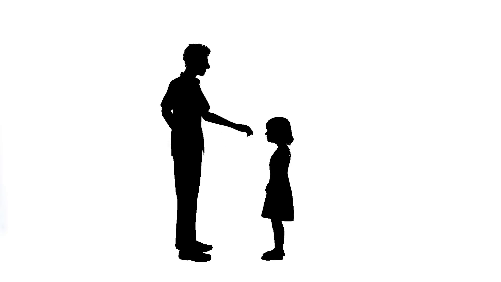 1920x1080 Man Talking To Little Girl Silhouette On White Background Motion