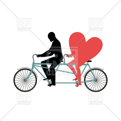 400x400 Man Rolls Heart On Tandem Royalty Free Vector Clip Art Image