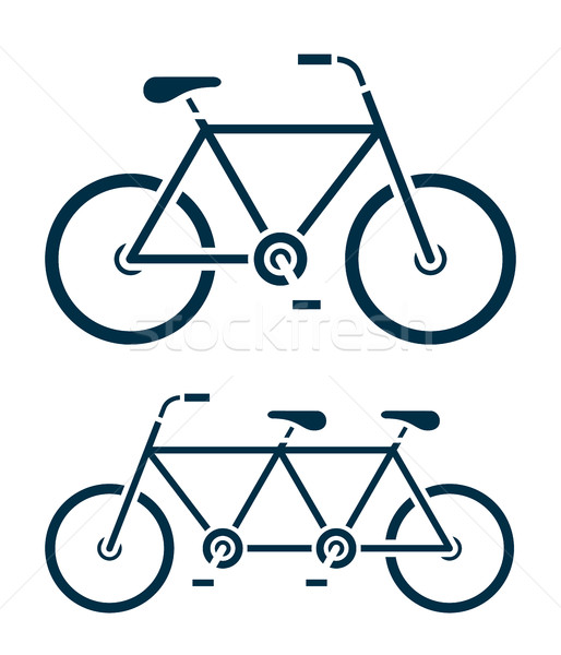 514x600 Two Different Bicycle Icons, One A Tandem Bike Vector Illustration