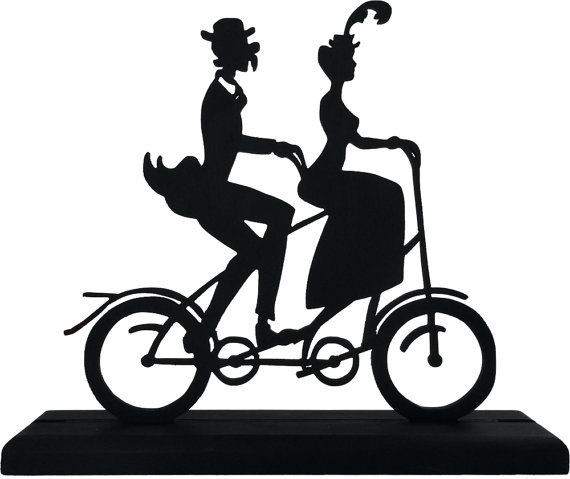 570x479 Victorian Tandem Bicycle Couple Decorative Black Handmade