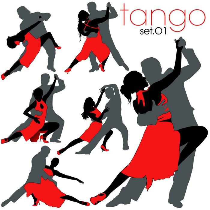 700x700 Tango Dancers Silhouettes Set Wall Mural We Live To Change