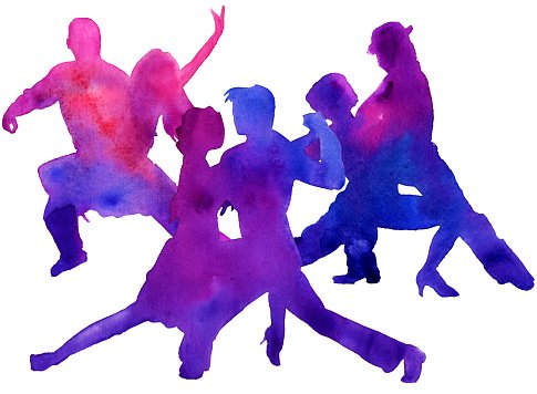 485x356 Silhouette Of A Man And A Woman Dancing Premium Clipart