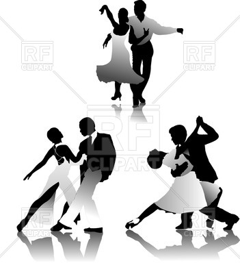 351x400 Black White Silhouettes Of Tango Dancers Royalty Free Vector Clip
